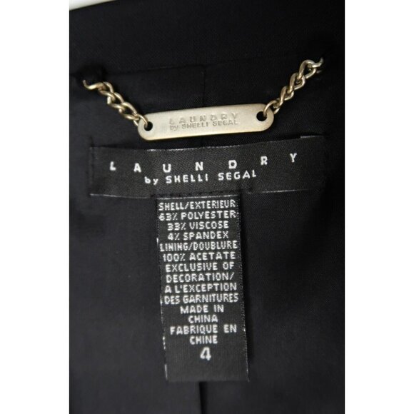 Laundry by Shelli Segal Crop Blazer Jacket Womens Size 4 Black Office Work - Picture 10 of 10